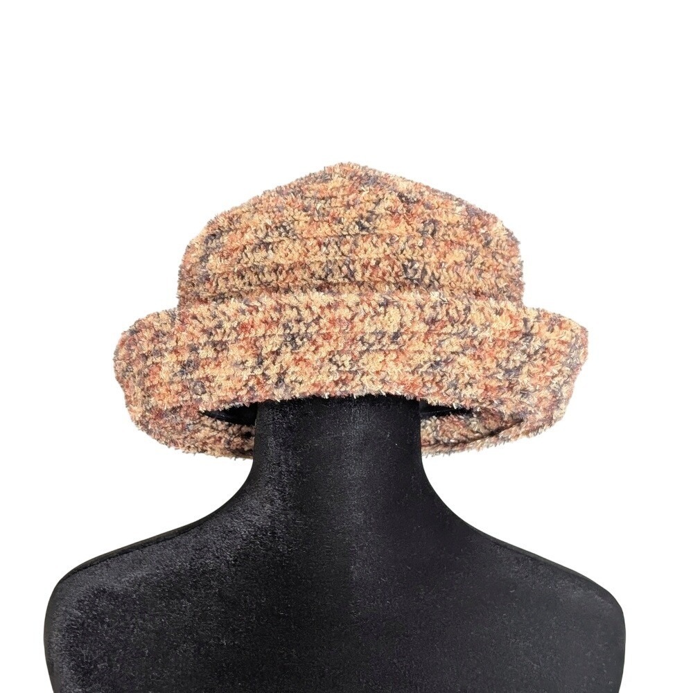 Vintage 90s Romcom Multi Color Cotton Knitted Feminine Bowler Hat Diane Keaton